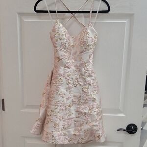 Elegant Pink and Gold Floral Dress